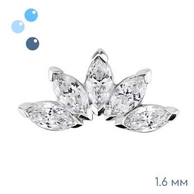 Накрутка-кластер 5K Marquise White Gold 1.6 мм
